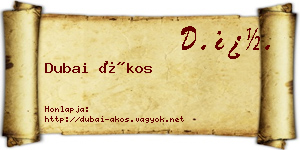 Dubai Ákos névjegykártya